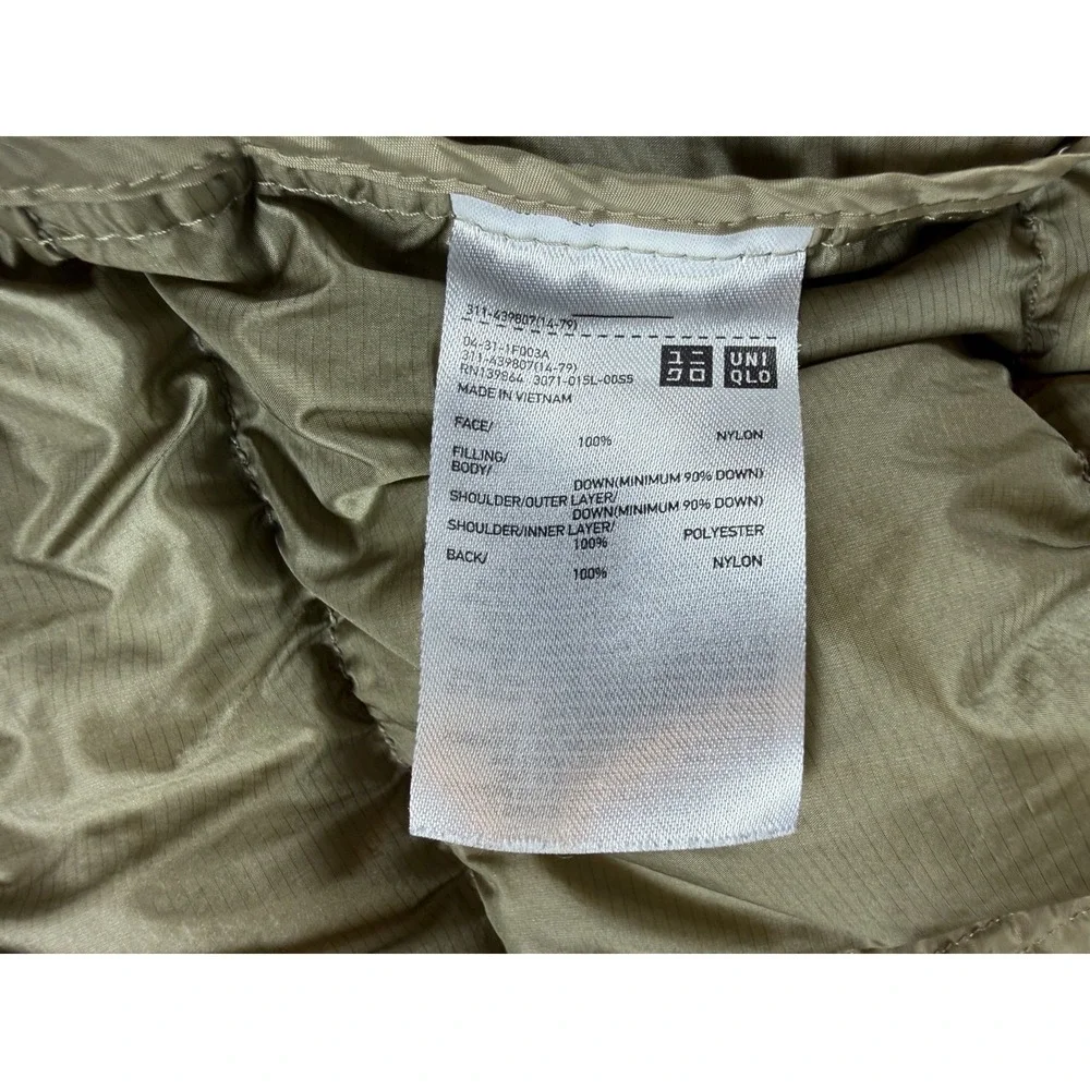 Uniqlo Ultra Light Down Vest Womens S Shiny Beige Gold Puffer Full Zip Pockets